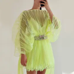 پیراهن پیلیسه پروانه فسفری