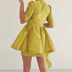 پیراهن تافته پسته ای با سنگدوزی