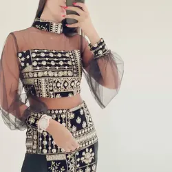 تاپ مخمل سوزن دوزی مشکی