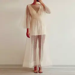 پیراهن تور سنگی طلایی