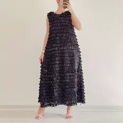 پیراهن ماکسی ربان دوزی مشکی