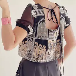 تاپ حریر گل دوزی