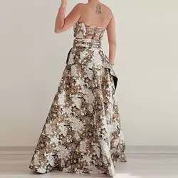 تاپ و دامن ژاکارد سفید طلایی
