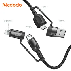 کابل شارژ چند سر 4 کاره لایتنینگ+تایپ سی مک دودو مدل MCDODO CA-8070 طول 120 سانتيمتر