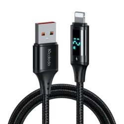 کابل شارژ و انتقال داده لایتنینگ 3 آمپر مک دودو مدل MCDODO CA-1060 داراي نمایشگر دیجیتال طول 120 سانتيمتر