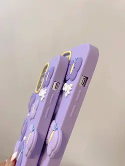 قاب آیفون پروانه بنفش LOVE برجسته سیلیکونی