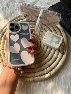 قاب آیفون قلب سفید استند دار با کاور ایرپاد