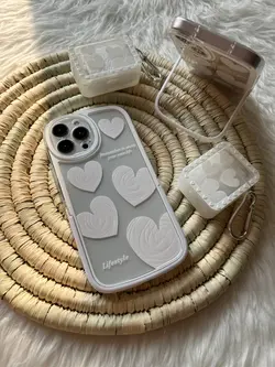 قاب آیفون قلب سفید استند دار با کاور ایرپاد