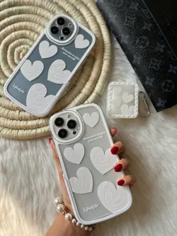 قاب آیفون قلب سفید استند دار با کاور ایرپاد
