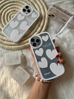 قاب آیفون قلب سفید استند دار با کاور ایرپاد