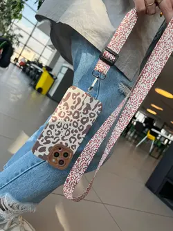 قاب پلنگی کبریتی همراه با بند ست مناسب برای آیفون و سامسونگ - jijstore جیج استور