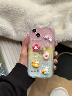 قاب Happy Rabbit عروسک برجسته آیفون|سامسونگ|شیائومی - jijstore جیج استور