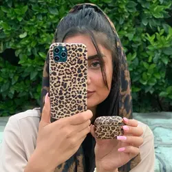 قاب پلنگی قهوه ای همراه پاپ سوکت مناسب برای آیفون|سامسونگ|شیائومی