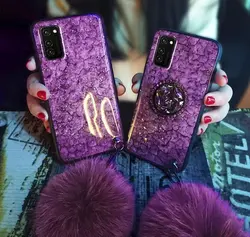 قاب ماربل پاپام بنفش همراه بند و پاپ سوکت مناسب برای آیفون|سامسونگ|شیائومی