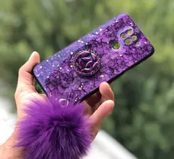 قاب ماربل پاپام بنفش همراه بند و پاپ سوکت مناسب برای آیفون|سامسونگ|شیائومی