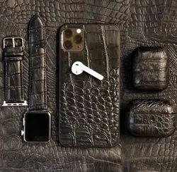 قاب آیفون و کاور ایرپاد کروکودیل مشکی مات