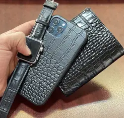 قاب آیفون و کاور ایرپاد کروکودیل مشکی مات