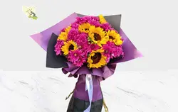 دسته گل آفتابگردان و داوودی