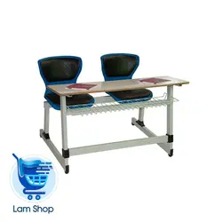 نیمکت متصل مدرسه ای دیاموند بدون تشک و پشتی بدون جاکتابی BTS202 بنیزان (دو نفره)