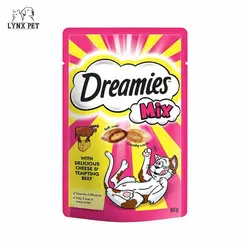 تشویقی مغزدار گربه دریمیز طعم بیف و پنیر وزن 60 گرم - Dreamies Beef &amp; Cheese Treats For Cats 60 gr