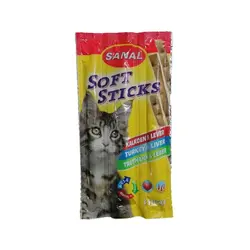 تشویقی مدادی گربه حاوی گوشت بوقلمون و جگر سانال – Sanal Turkey &amp; Liver Sticks 3 pieces