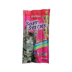 تشویقی مدادی گربه حاوی ماهی سالمون و قزل آلا سانال – Sanal Salmon &amp; Trout Sticks 3 pieces