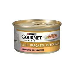 کنسرو گربه خورشتی با طعم سالمون و مرغ گورمت – Gourmet VE SOSLU Somonluve