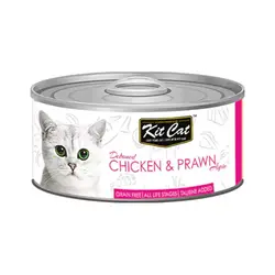 کنسرو گربه با مرغ و میگو قرمز واقعی کیت کت – kitCat Deboned Chicken &amp; Prawn aspic