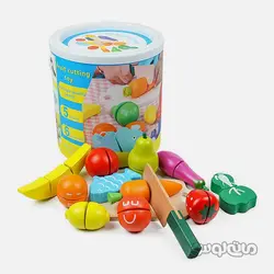 اسباب بازی برش های میوه و سبزی چوبی چسبی