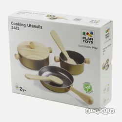اسباب بازی ظروف آشپزی چوبی پلن تویز