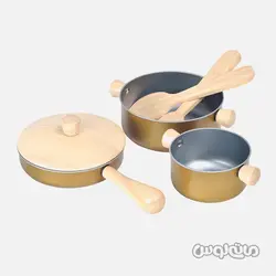 اسباب بازی ظروف آشپزی چوبی پلن تویز