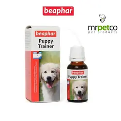 beaphar-puppy trainer قطره تعلیم ادرار- چند قطره از محصول بر روی پد مخصوص چکانده شود جهت یاددادن محل دستشویی به توله سگها-