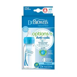 شیشه شیر 2 عددی 250 میل باریک آپشن پلاس آبی دکتر براون Drbrowns