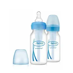 شیشه شیر 2 عددی 120 میل باریک آپشن پلاس آبی دکتر براون Drbrowns