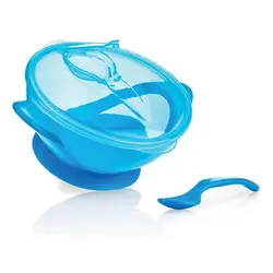 کاسه چسبانکی درب دار با قاشق نابی Nuby مدل id5419