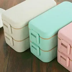 ظرف غذا ارگانیک دو طبقه همراه قاشق و چنگال Lunch Box