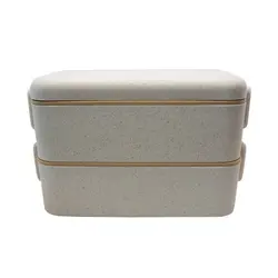 ظرف غذا ارگانیک دو طبقه همراه قاشق و چنگال Lunch Box