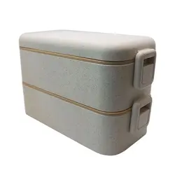 ظرف غذا ارگانیک دو طبقه همراه قاشق و چنگال Lunch Box