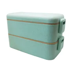 ظرف غذا ارگانیک دو طبقه همراه قاشق و چنگال Lunch Box
