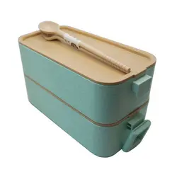 ظرف غذا ارگانیک دو طبقه همراه قاشق و چنگال Lunch Box