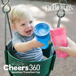 لیوان آموزشی 300 میل 360 درجه صورتی دکتر براون Drbrowns