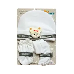 ست کلاه پاپوش دستکش نوزاد لاکی بی بی Lucky Baby مدل 5008
