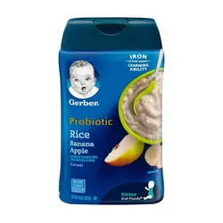 مشخصات، قیمت و خرید سرلاک پروبیوتیک برنج با طعم موز و سیب گربر Gerber