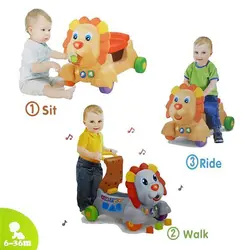 واکر 3 کاره موزیکال طرح شیر طوسی Baby Walker