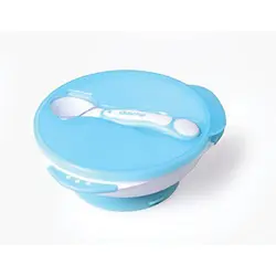 کاسه چسبانکی و قاشق حساس به دما kids me رنگ آبی