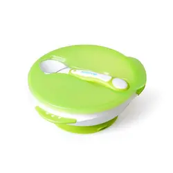 کاسه چسبانکی و قاشق حساس به دما kids me رنگ سبز