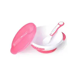 کاسه چسبانکی و قاشق حساس به دما kids me رنگ صورتی