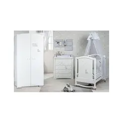 ست تخت و کمد و دراور picci مدل milky GRIGIO 22 رنگ طوسی-سفید