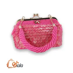 کیف دست بافت زنانه مدل پولک اکلیل دار - کد EA114