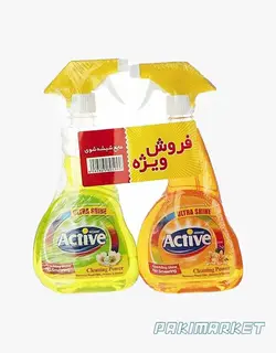 مایع شیشه پاک کن و شیشه شور اکتیو دوقلو